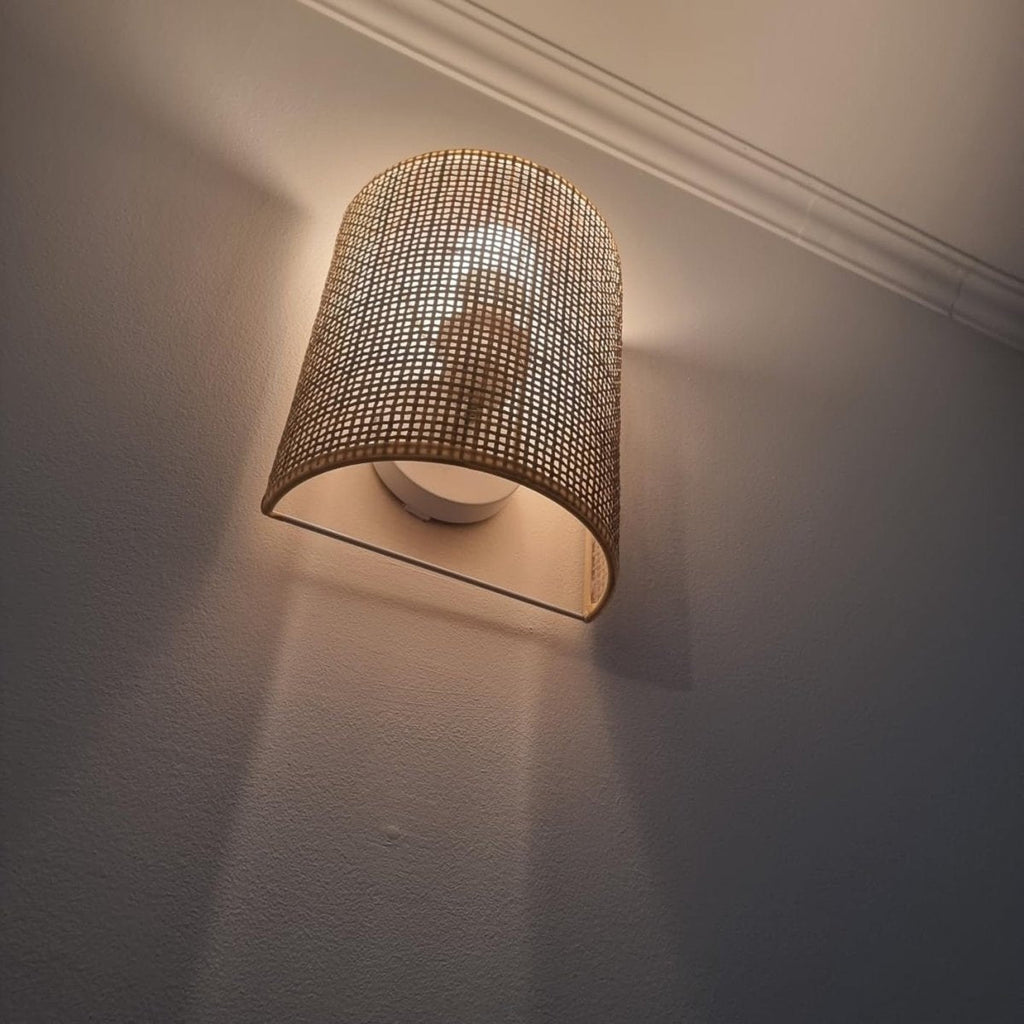 Hand-Woven Bamboo Wall Sconce — Japandi Natural Style | BAMB™