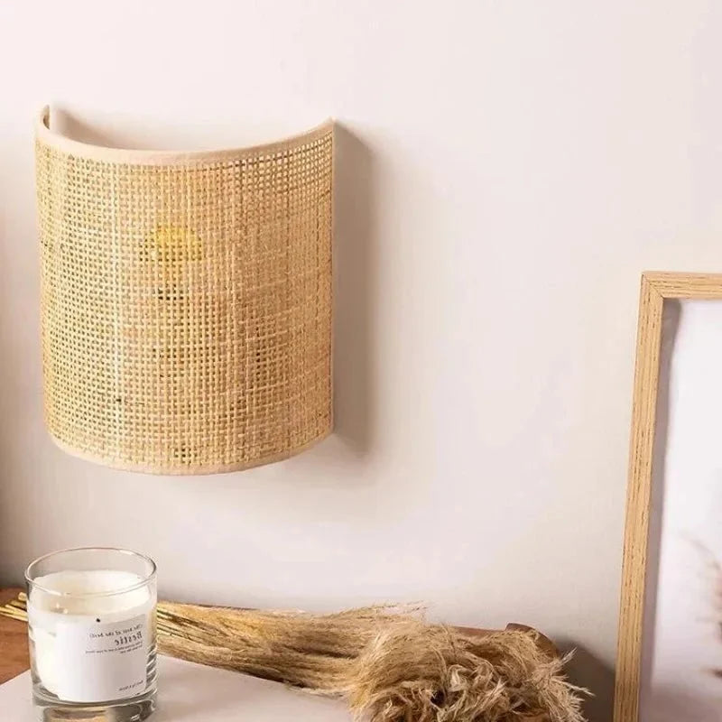 Hand-Woven Bamboo Wall Sconce — Japandi Natural Style | BAMB™