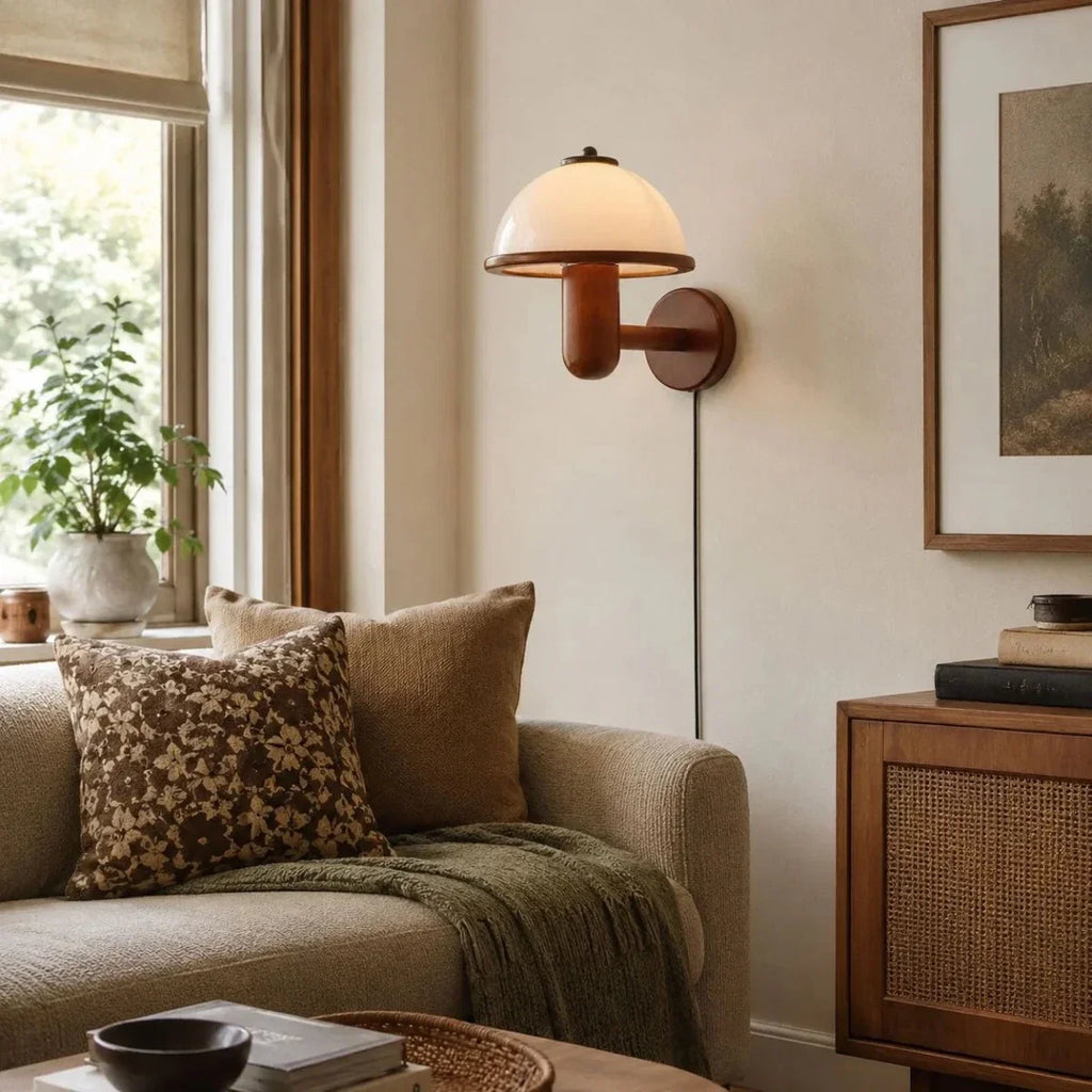 Dark Oak Wood Wall Sconce — Medieval Retro Bedside Style | AUBERGE™