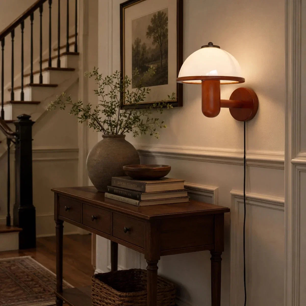 Dark Oak Wood Wall Sconce — Medieval Retro Bedside Style | AUBERGE™
