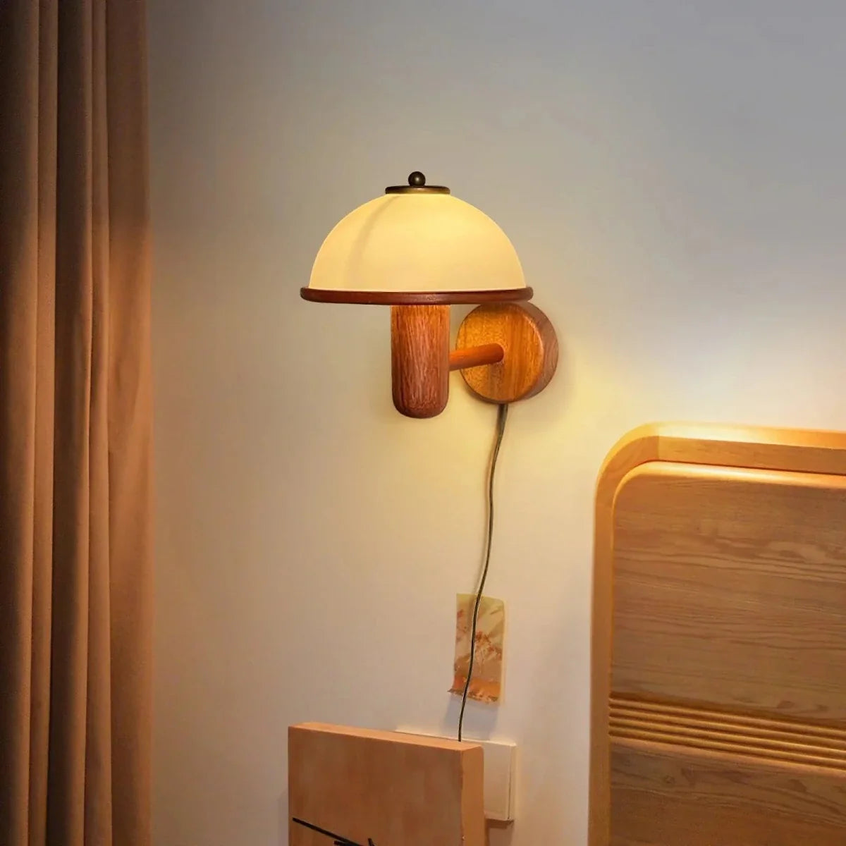 Dark Oak Wood Wall Sconce — Medieval Retro Bedside Style | AUBERGE™