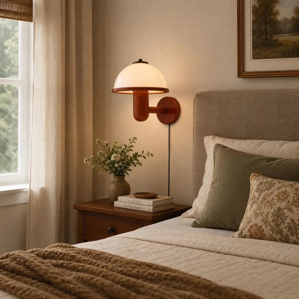 Dark Oak Wood Wall Sconce — Medieval Retro Bedside Style | AUBERGE™