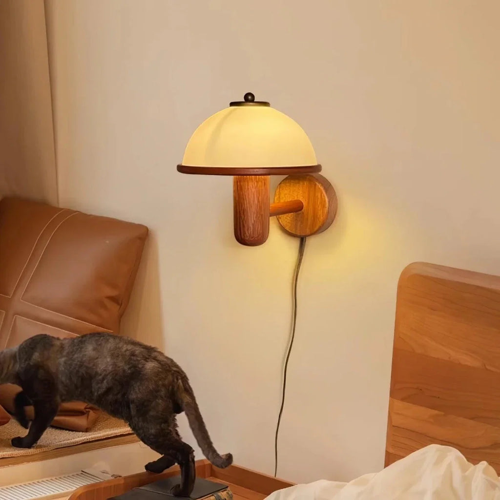 Dark Oak Wood Wall Sconce — Medieval Retro Bedside Style | AUBERGE™