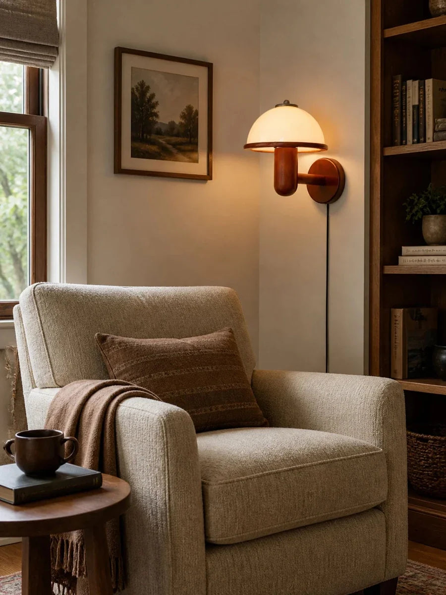 Dark Oak Wood Wall Sconce — Medieval Retro Bedside Style | AUBERGE™