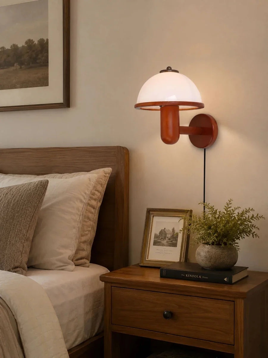 Dark Oak Wood Wall Sconce — Medieval Retro Bedside Style | AUBERGE™