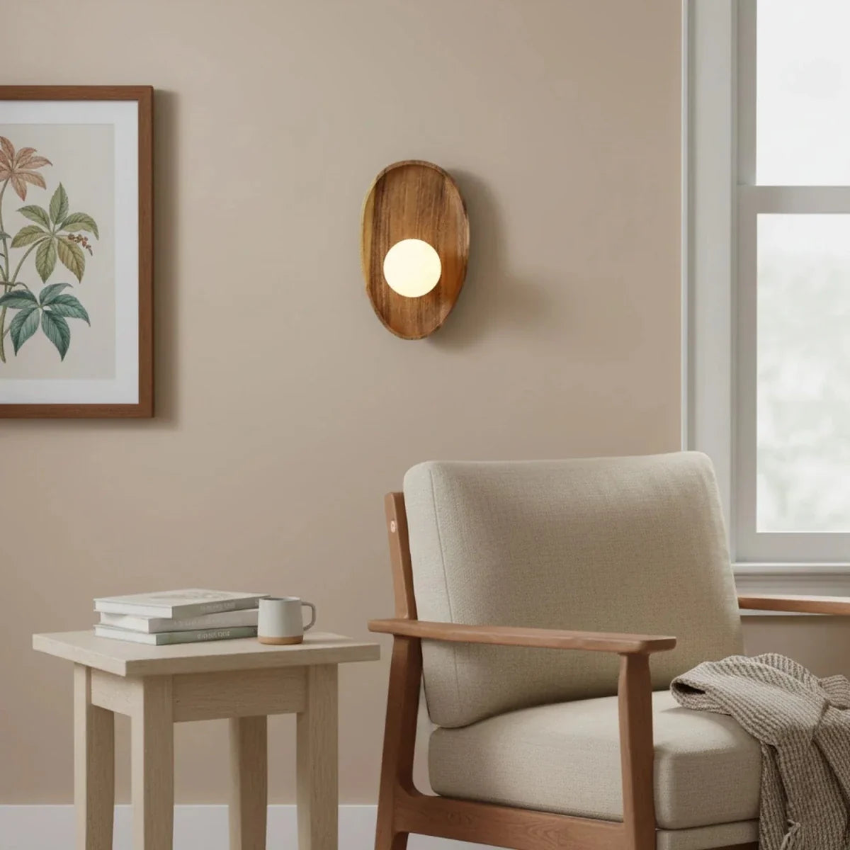 Natural Wood & Tinted Glass Wall Sconce — Vintage Bedside Style | ÉCORCE™