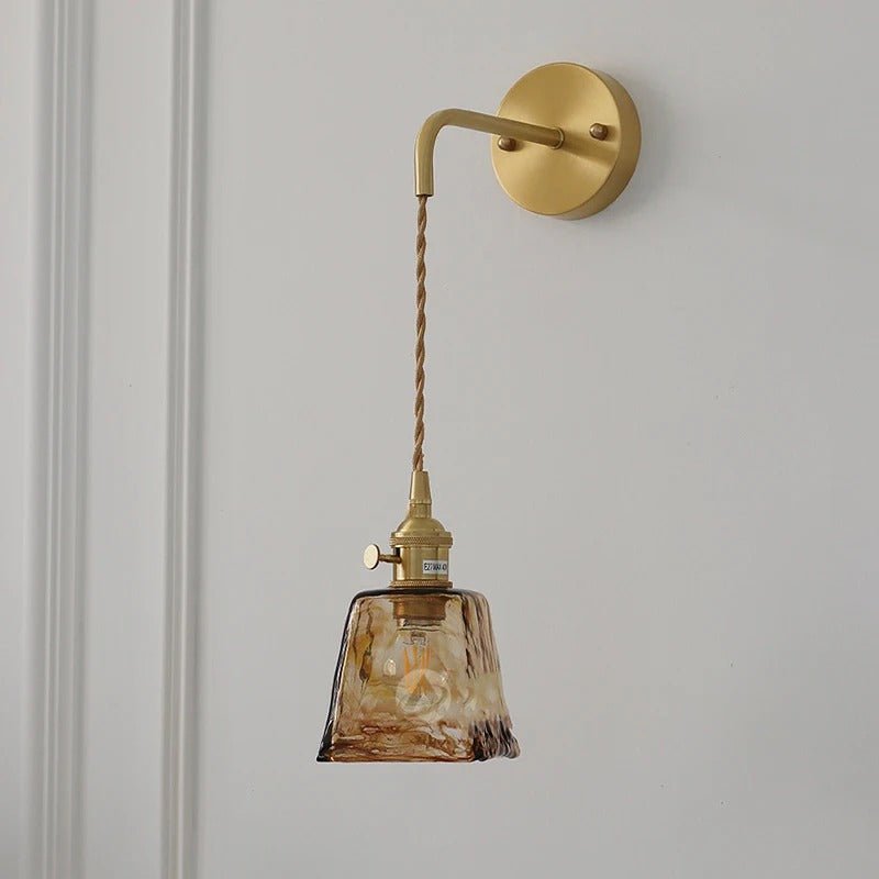 Brass & Amber Blown Glass Wall Sconce — Japandi Style | KOYO™