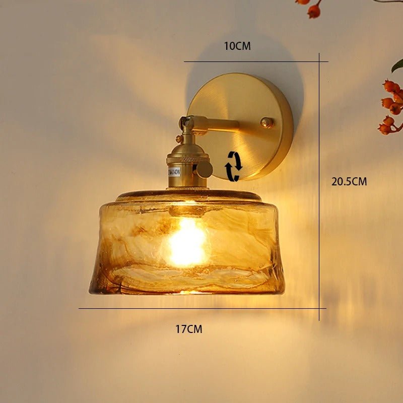 Brass & Amber Blown Glass Wall Sconce — Japandi Style | KOYO™