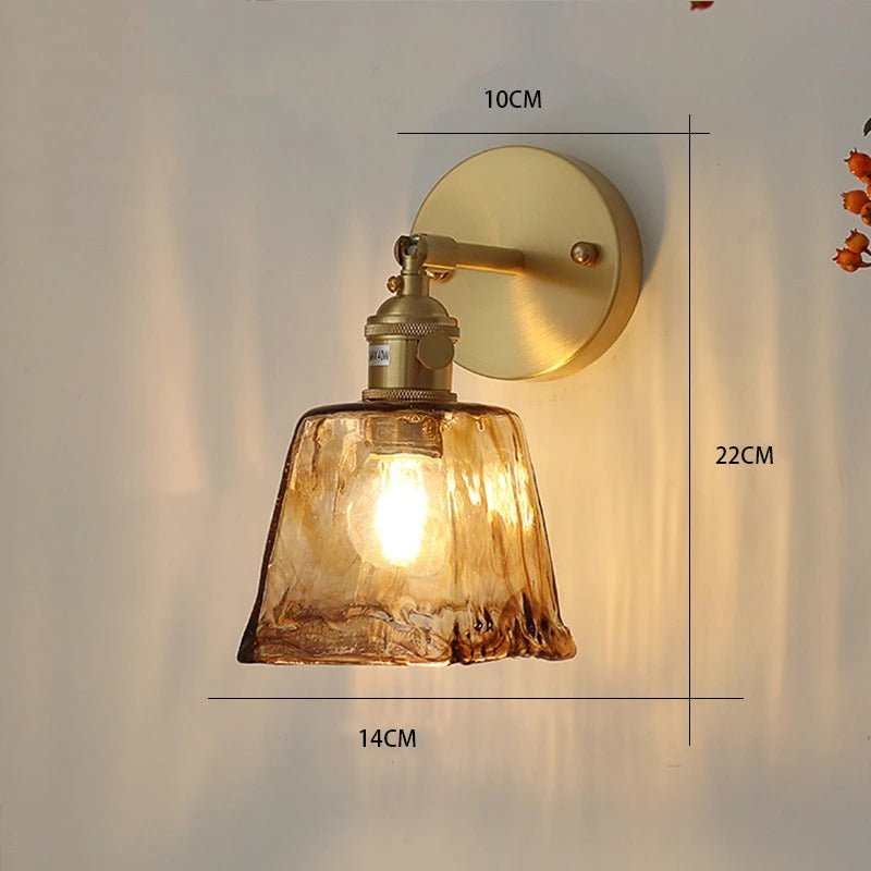 Brass & Amber Blown Glass Wall Sconce — Japandi Style | KOYO™