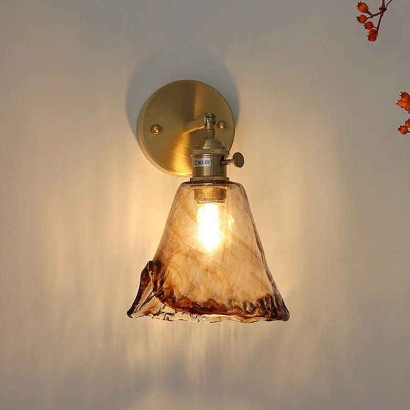 Brass & Amber Blown Glass Wall Sconce — Japandi Style | KOYO™