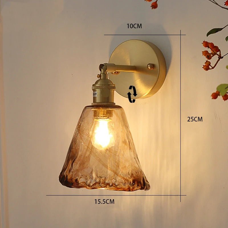 Brass & Amber Blown Glass Wall Sconce — Japandi Style | KOYO™