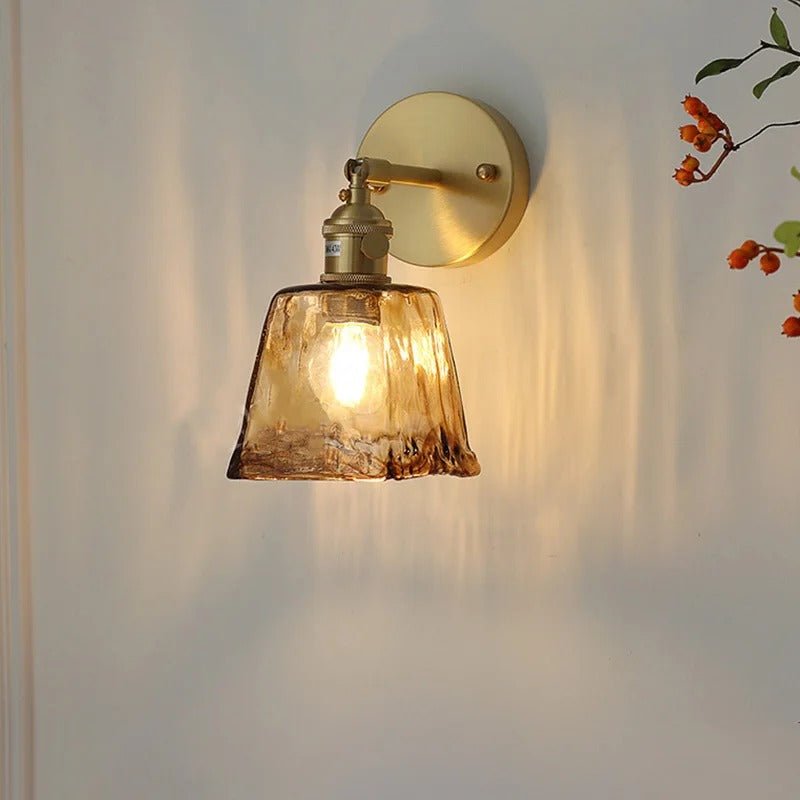 Brass & Amber Blown Glass Wall Sconce — Japandi Style | KOYO™