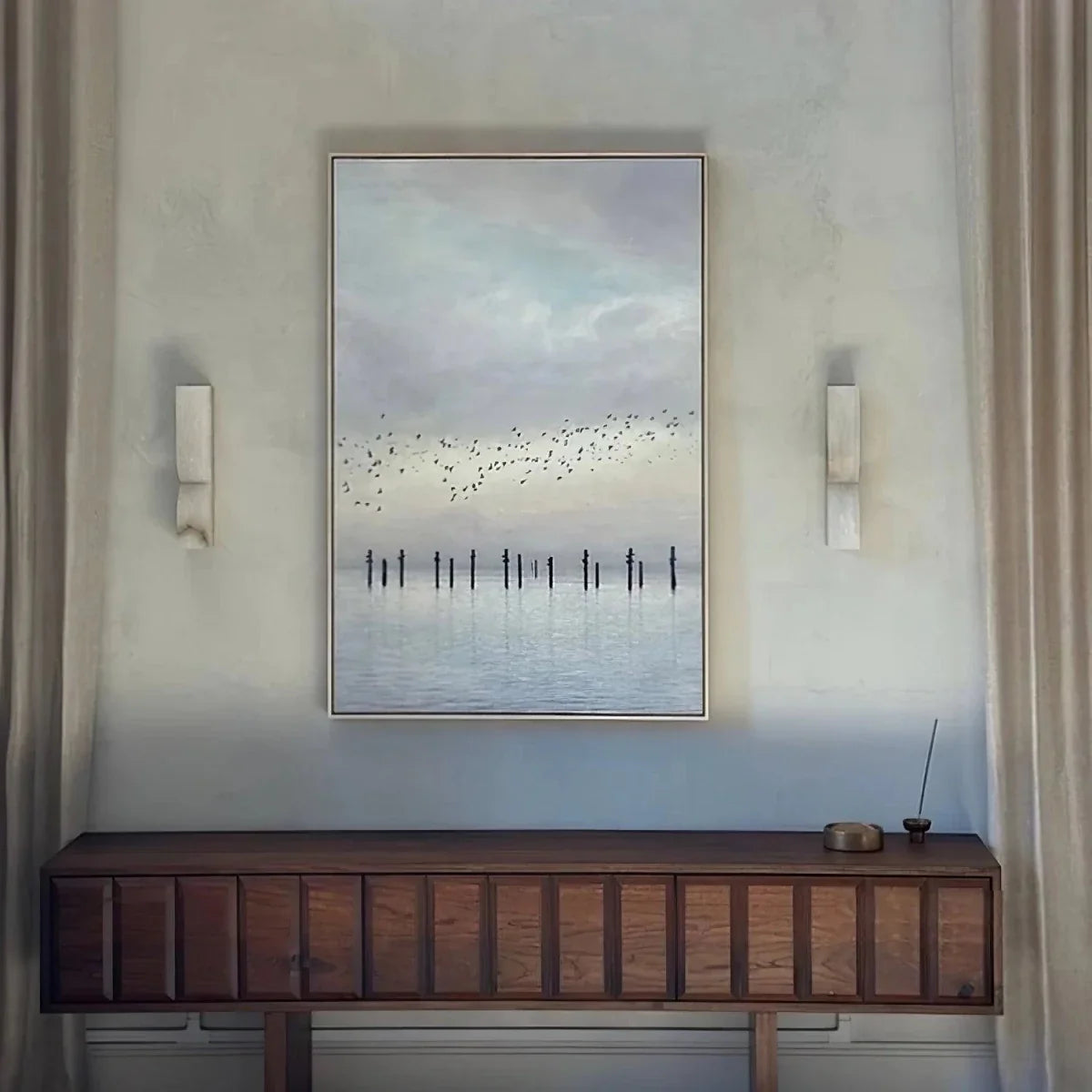 Natural Marble & Copper Column Wall Sconce — Art Deco Modern Style | OBÉLISQUE™