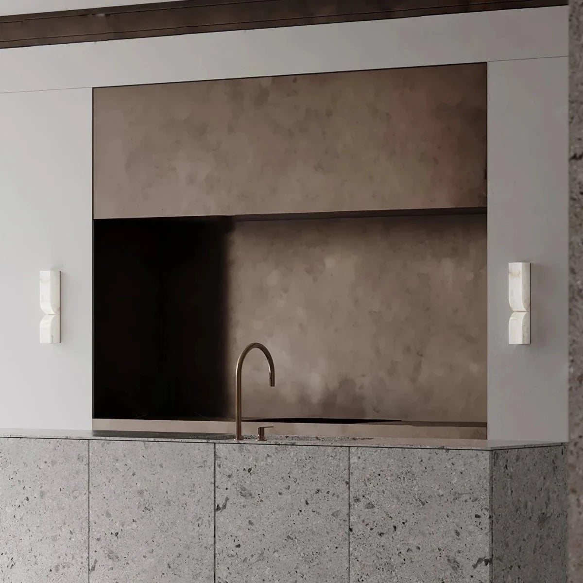 Natural Marble & Copper Column Wall Sconce — Art Deco Modern Style | OBÉLISQUE™