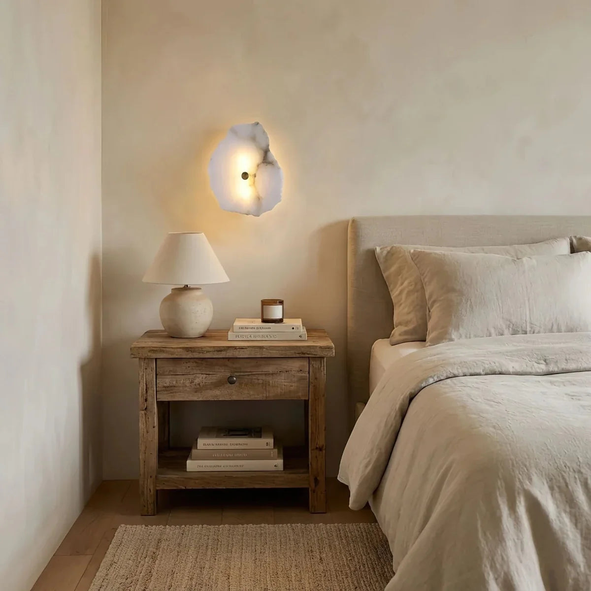 Natural Marble Pebble Wall Sconce — Sculptural Nordic Style | ROCAILLE™