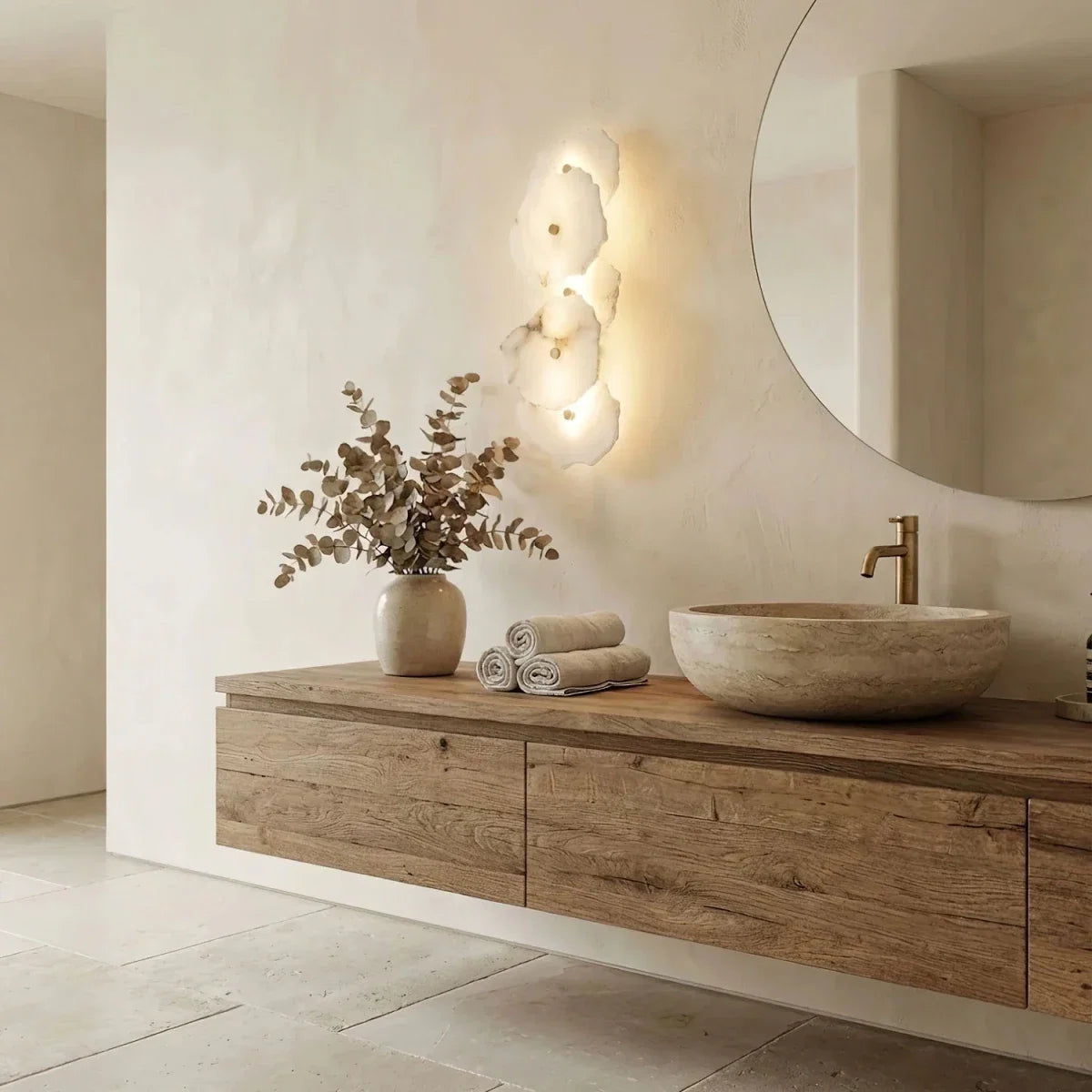 Natural Marble Pebble Wall Sconce — Sculptural Nordic Style | ROCAILLE™