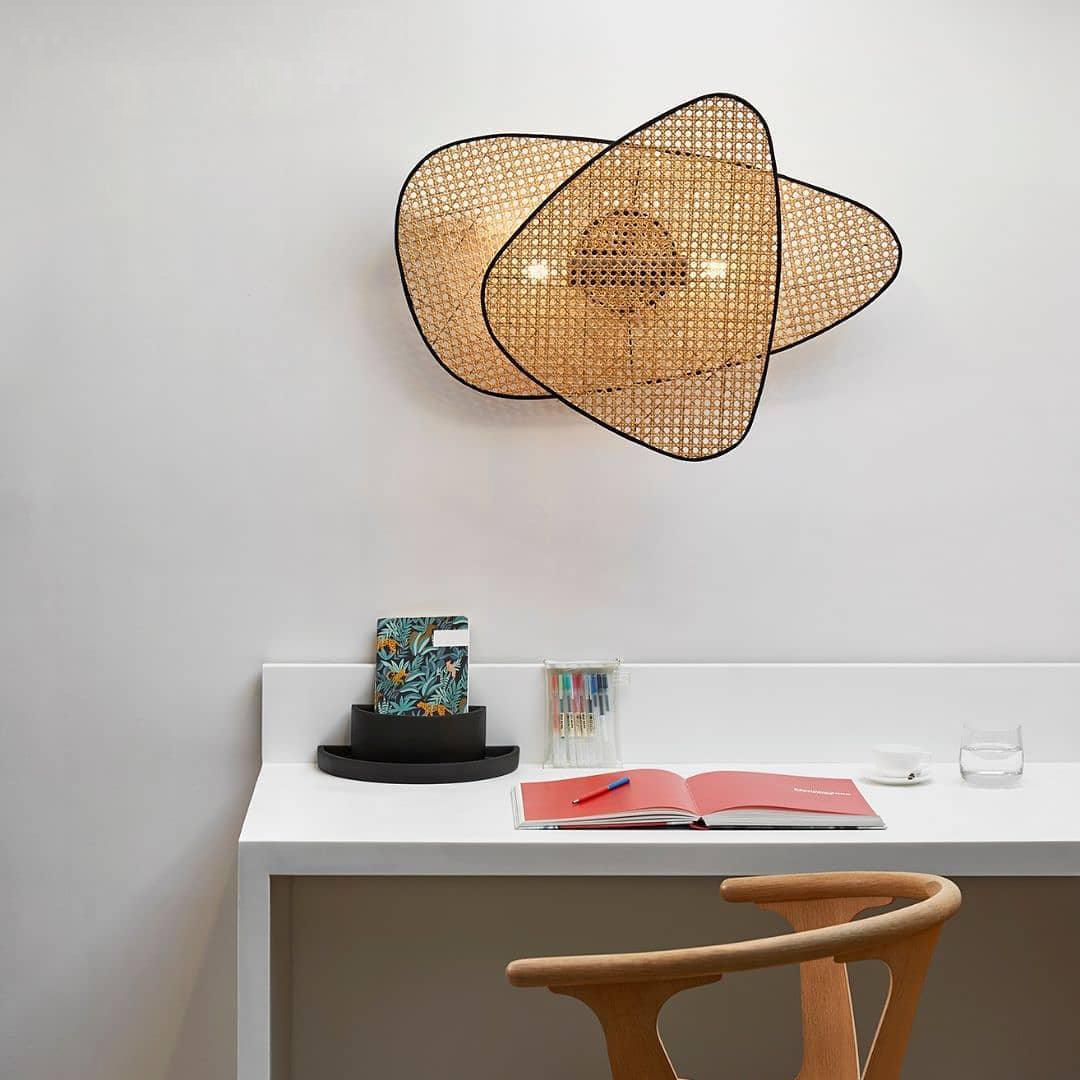Woven Rattan Wall Sconce — Handcrafted Leaf Screen | TRESSÉ™