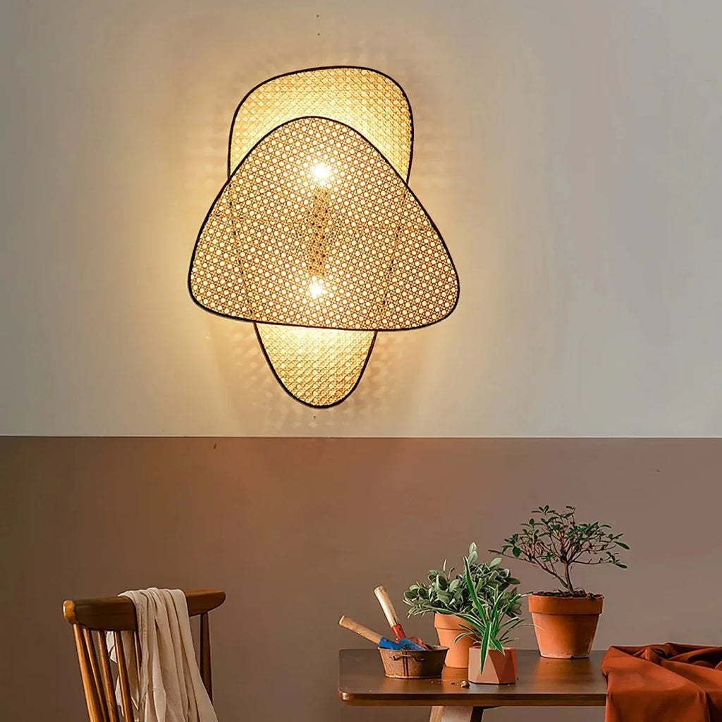 Woven Rattan Wall Sconce — Handcrafted Leaf Screen | TRESSÉ™