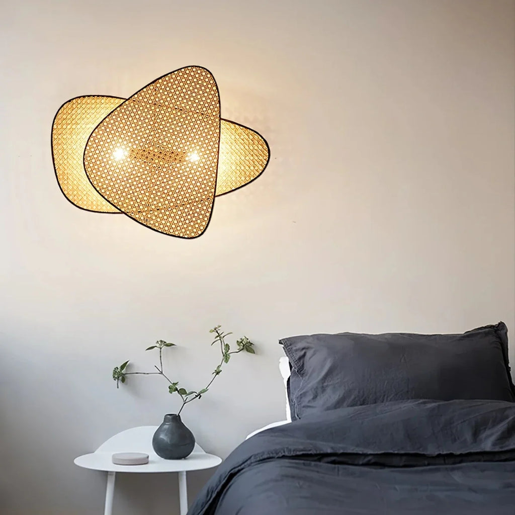 Woven Rattan Wall Sconce — Handcrafted Leaf Screen | TRESSÉ™
