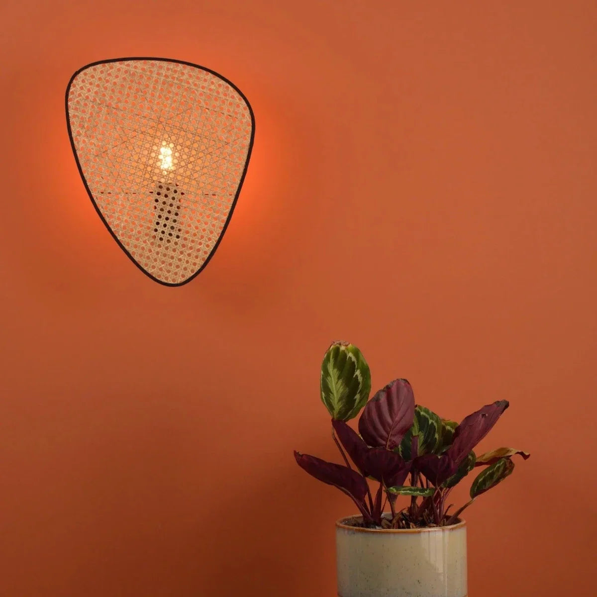 Woven Rattan Wall Sconce — Handcrafted Leaf Screen | TRESSÉ™