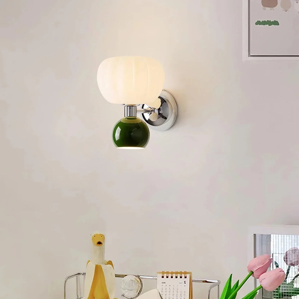 Pumpkin-Shaped Resin Wall Sconce — Playful Modern Bedside Style | CITROUILLE™