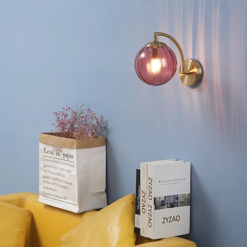 Tinted Glass Globe Wall Sconce — Nordic Brass Style | VOLUTE™