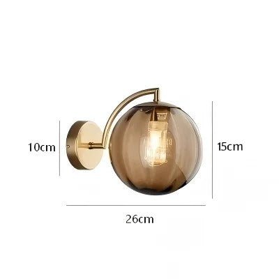 Tinted Glass Globe Wall Sconce — Nordic Brass Style | VOLUTE™
