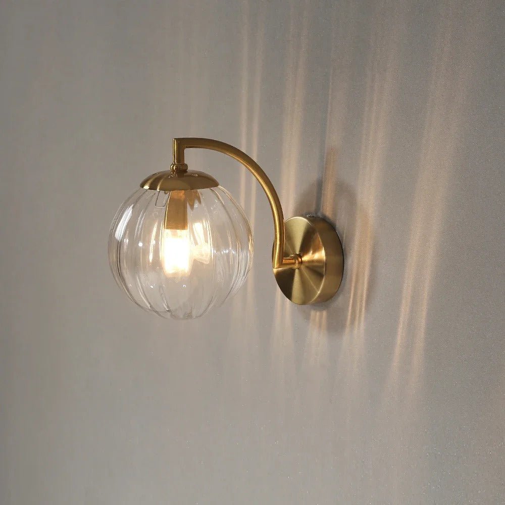 Tinted Glass Globe Wall Sconce — Nordic Brass Style | VOLUTE™