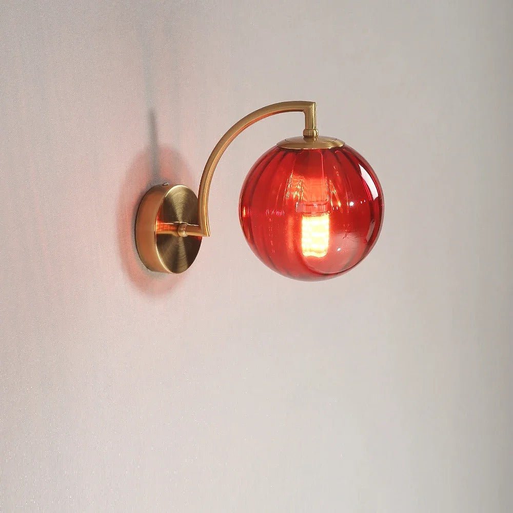 Tinted Glass Globe Wall Sconce — Nordic Brass Style | VOLUTE™