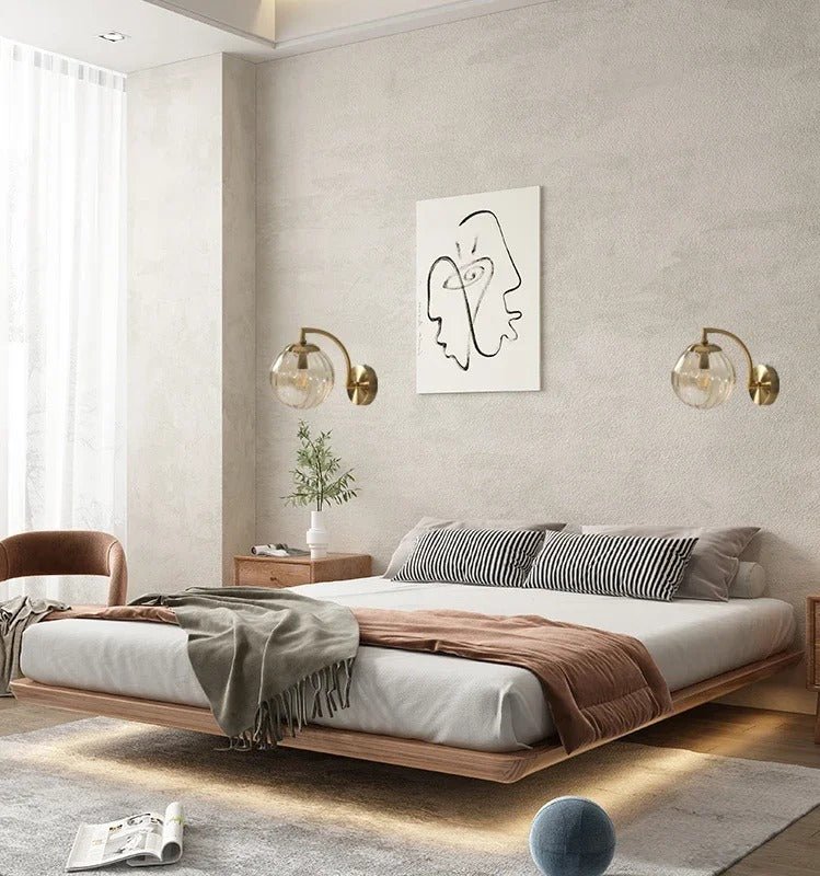 Tinted Glass Globe Wall Sconce — Nordic Brass Style | VOLUTE™