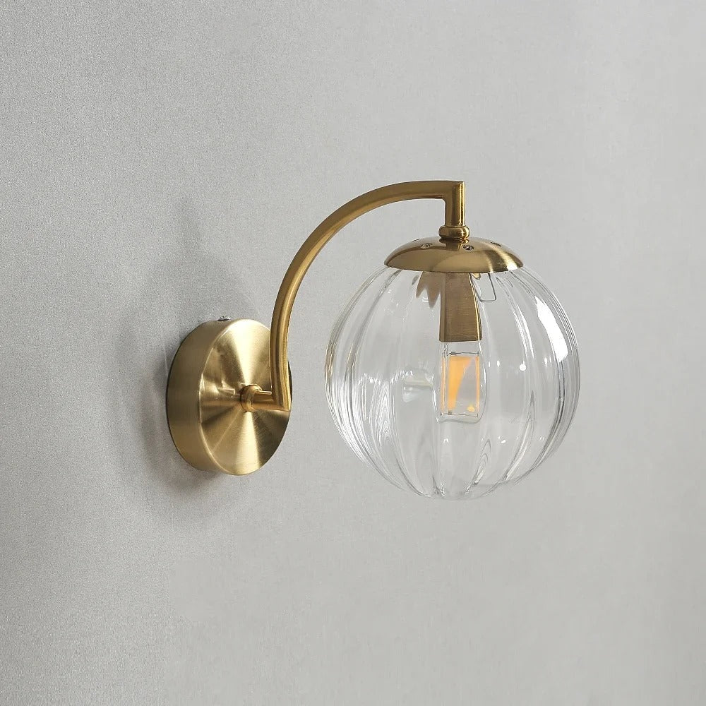 Tinted Glass Globe Wall Sconce — Nordic Brass Style | VOLUTE™