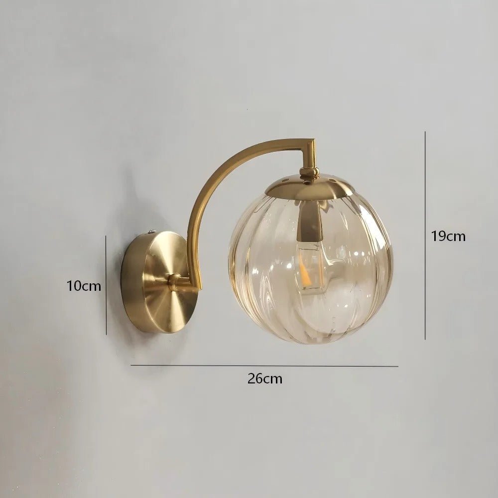 Tinted Glass Globe Wall Sconce — Nordic Brass Style | VOLUTE™