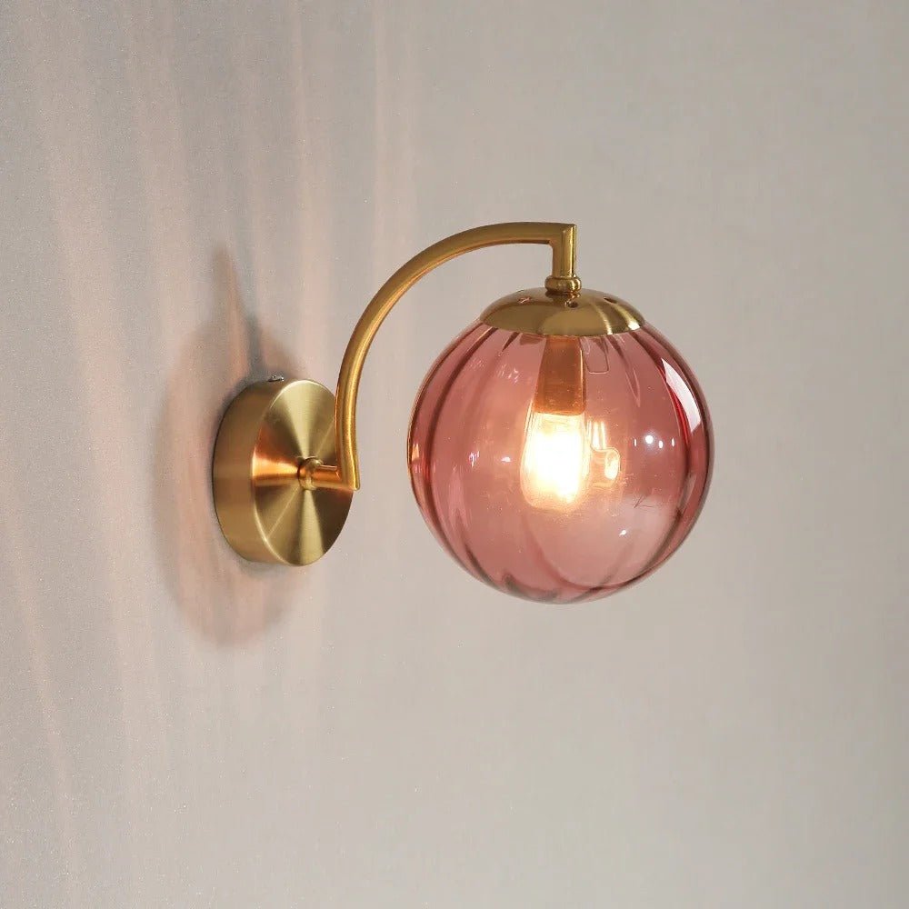 Tinted Glass Globe Wall Sconce — Nordic Brass Style | VOLUTE™