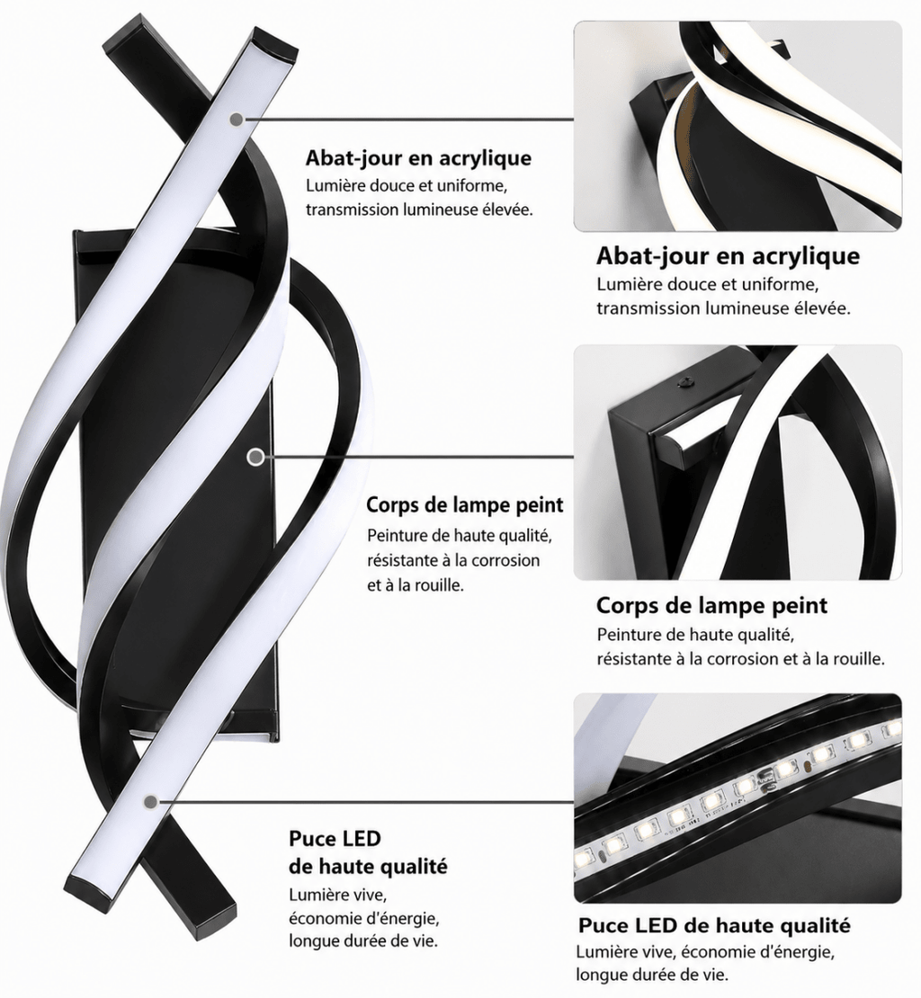 Spiral LED Wall Sconce — Adjustable Tricolor Style | SPIRA™