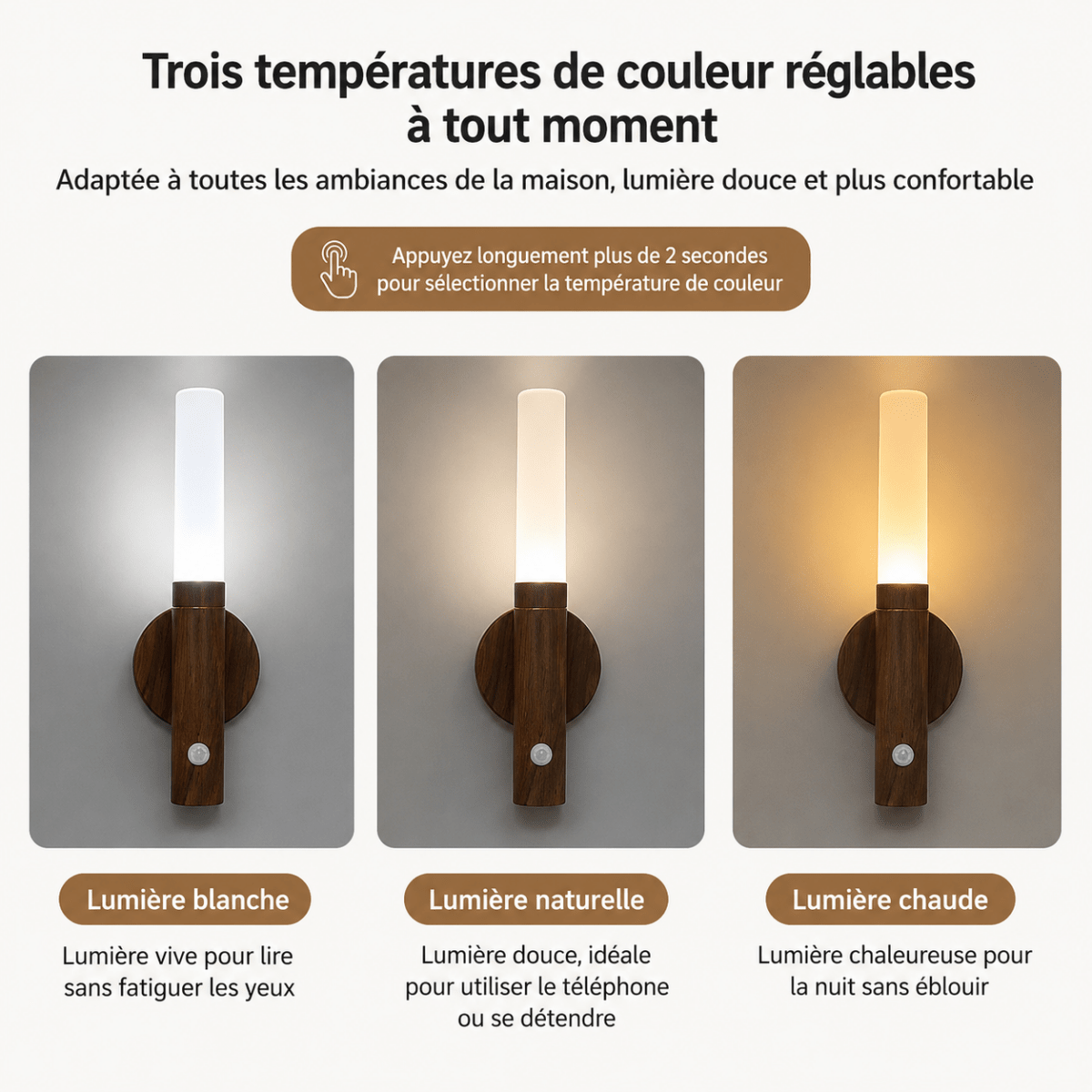 Rechargeable Wood Wall Sconce with Motion Sensor — Magnetic Style | SENSO™
