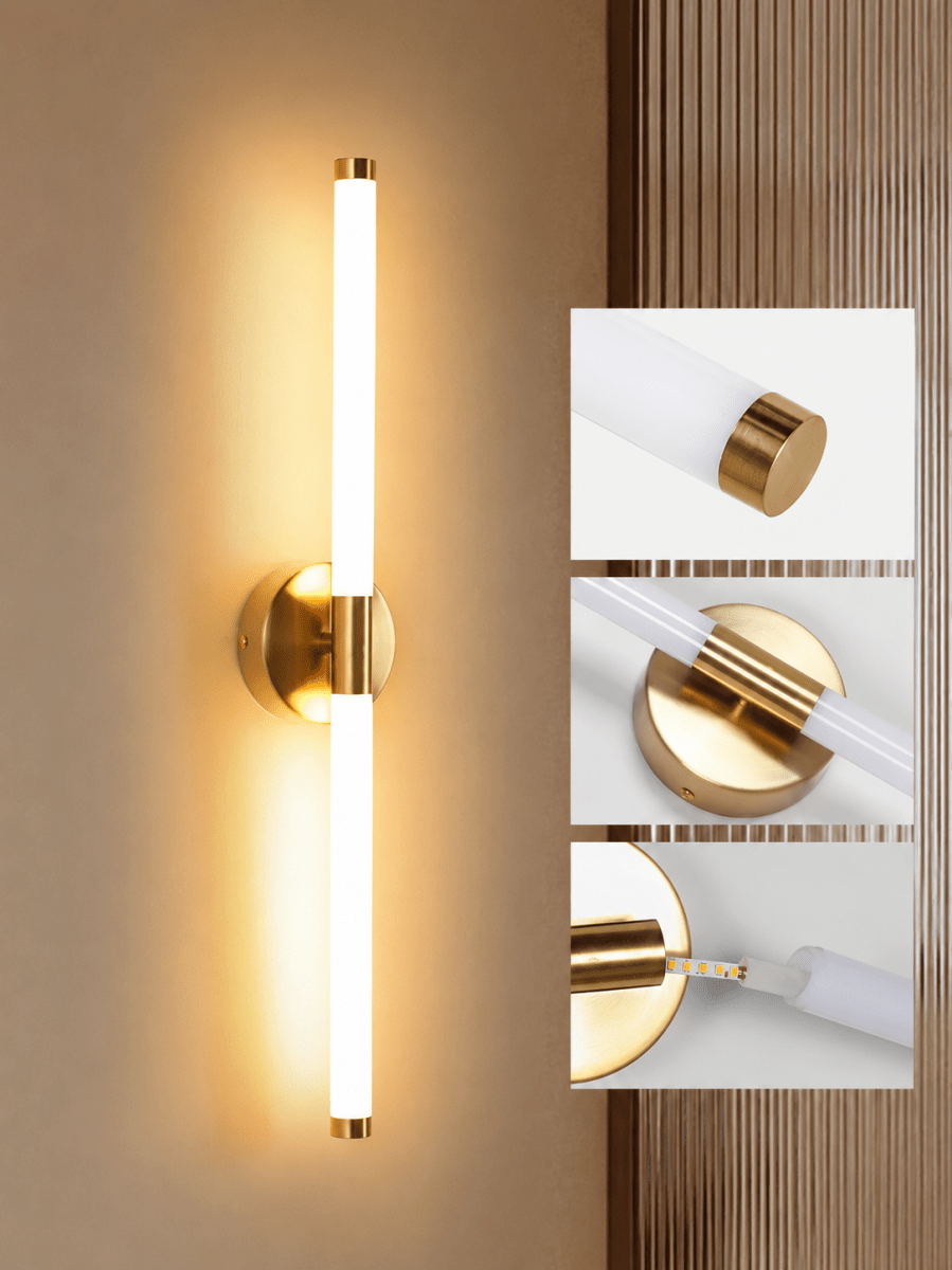 Linear Gold-Tipped LED Wall Sconce — Modern Double Diffusion Style | AXIS™