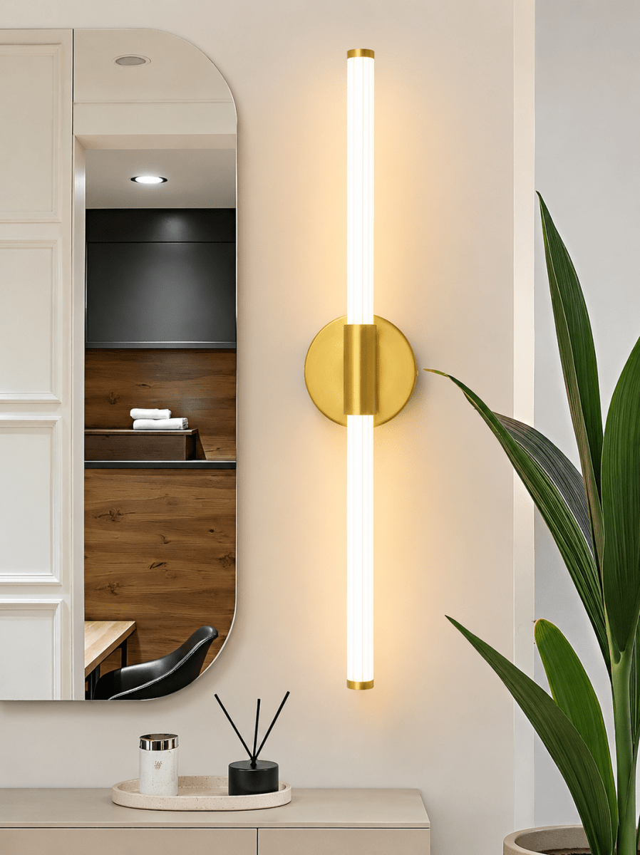Linear Gold-Tipped LED Wall Sconce — Modern Double Diffusion Style | AXIS™