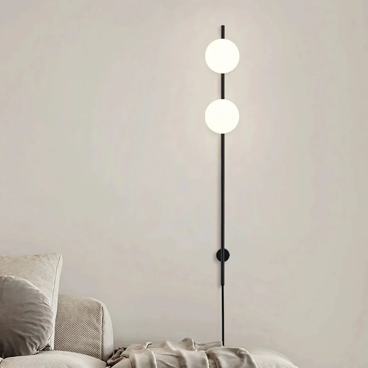 Long Rod & Glass Globe Wall Sconce — Art Deco Style | BÂTON™