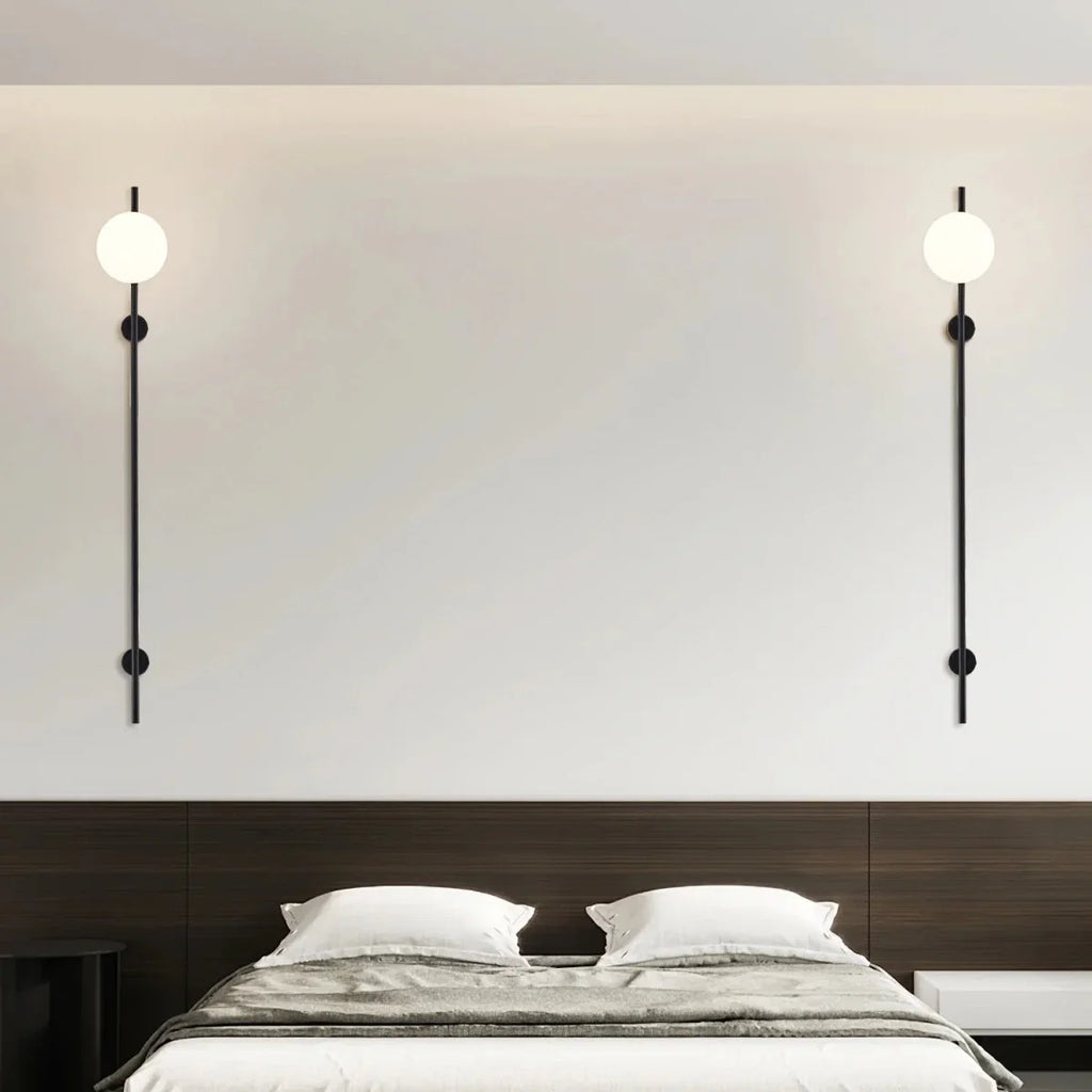 Long Rod & Glass Globe Wall Sconce — Art Deco Style | BÂTON™