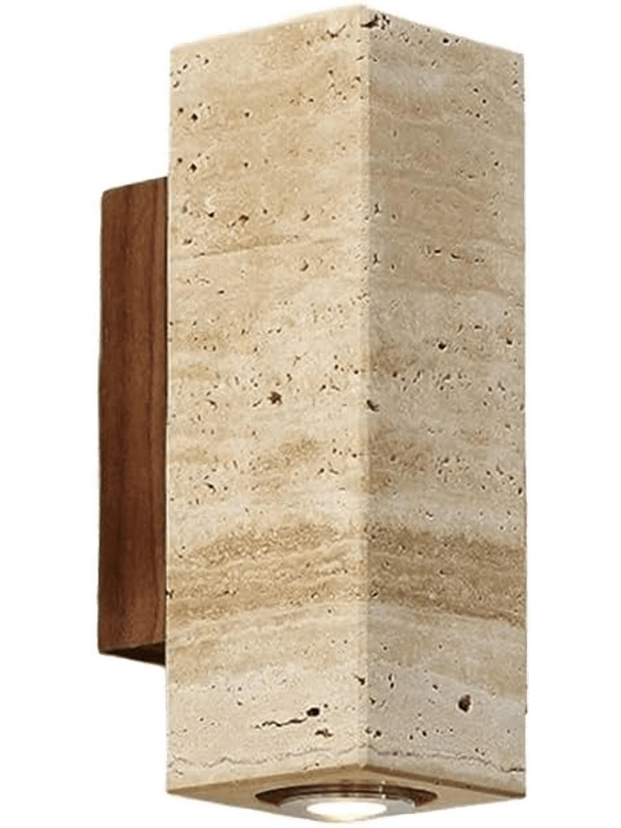 Yellow Marble Wabi-Sabi Wall Sconce — Japanese Travertine Style | SATORI™