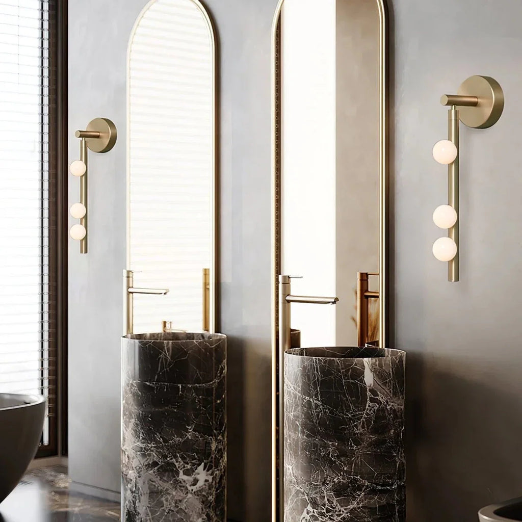 3-Globe Vertical Mirror Wall Sconce — Industrial Contemporary Style | COLLIER™
