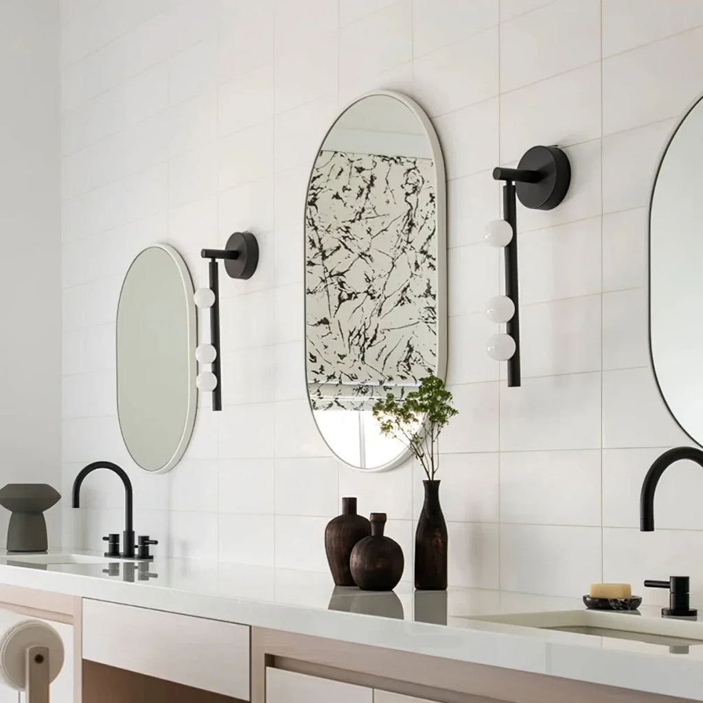 3-Globe Vertical Mirror Wall Sconce — Industrial Contemporary Style | COLLIER™