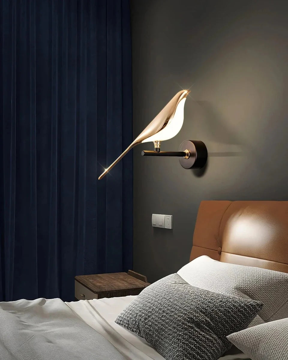 Golden Metal Bird Wall Sconce — Playful Nordic Style | MÉSANGE™