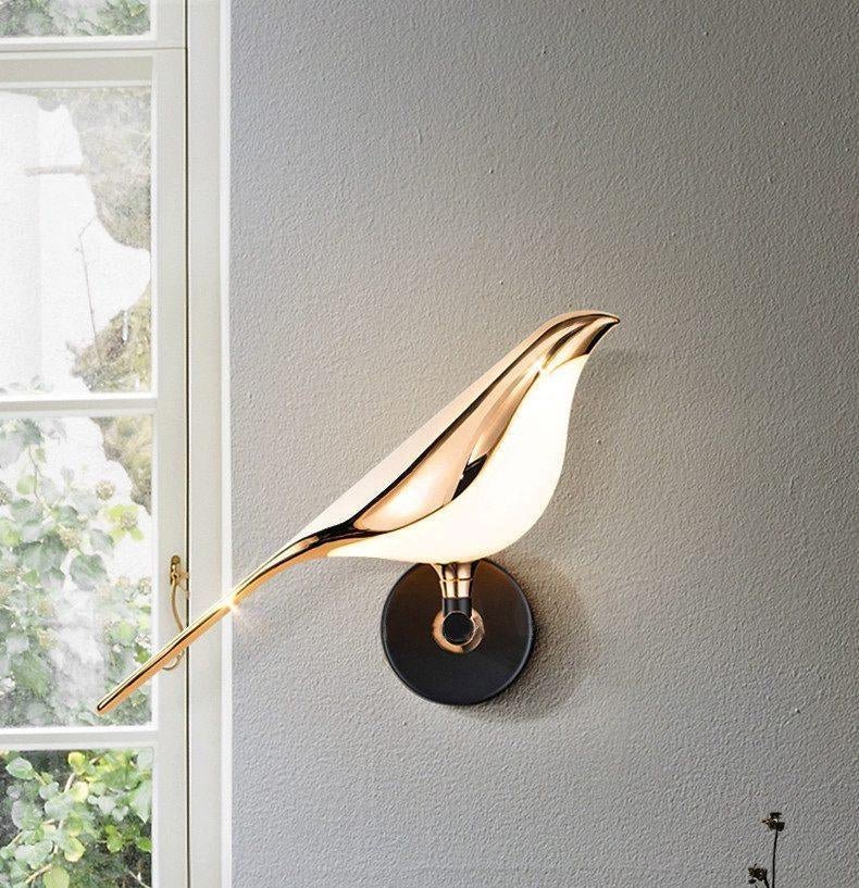 Golden Metal Bird Wall Sconce — Playful Nordic Style | MÉSANGE™