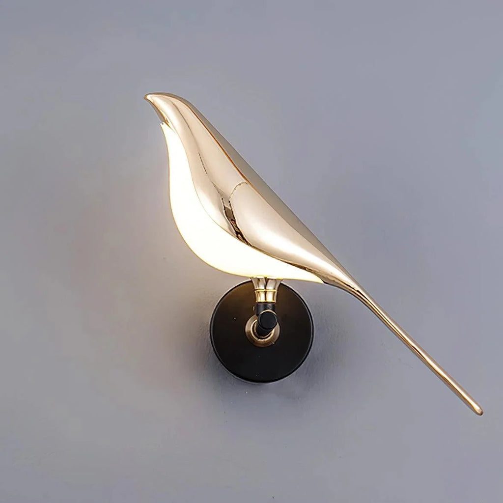 Golden Metal Bird Wall Sconce — Playful Nordic Style | MÉSANGE™