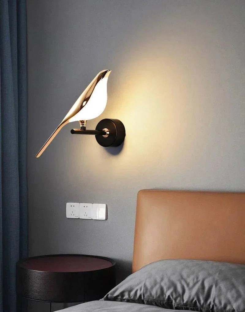 Golden Metal Bird Wall Sconce — Playful Nordic Style | MÉSANGE™