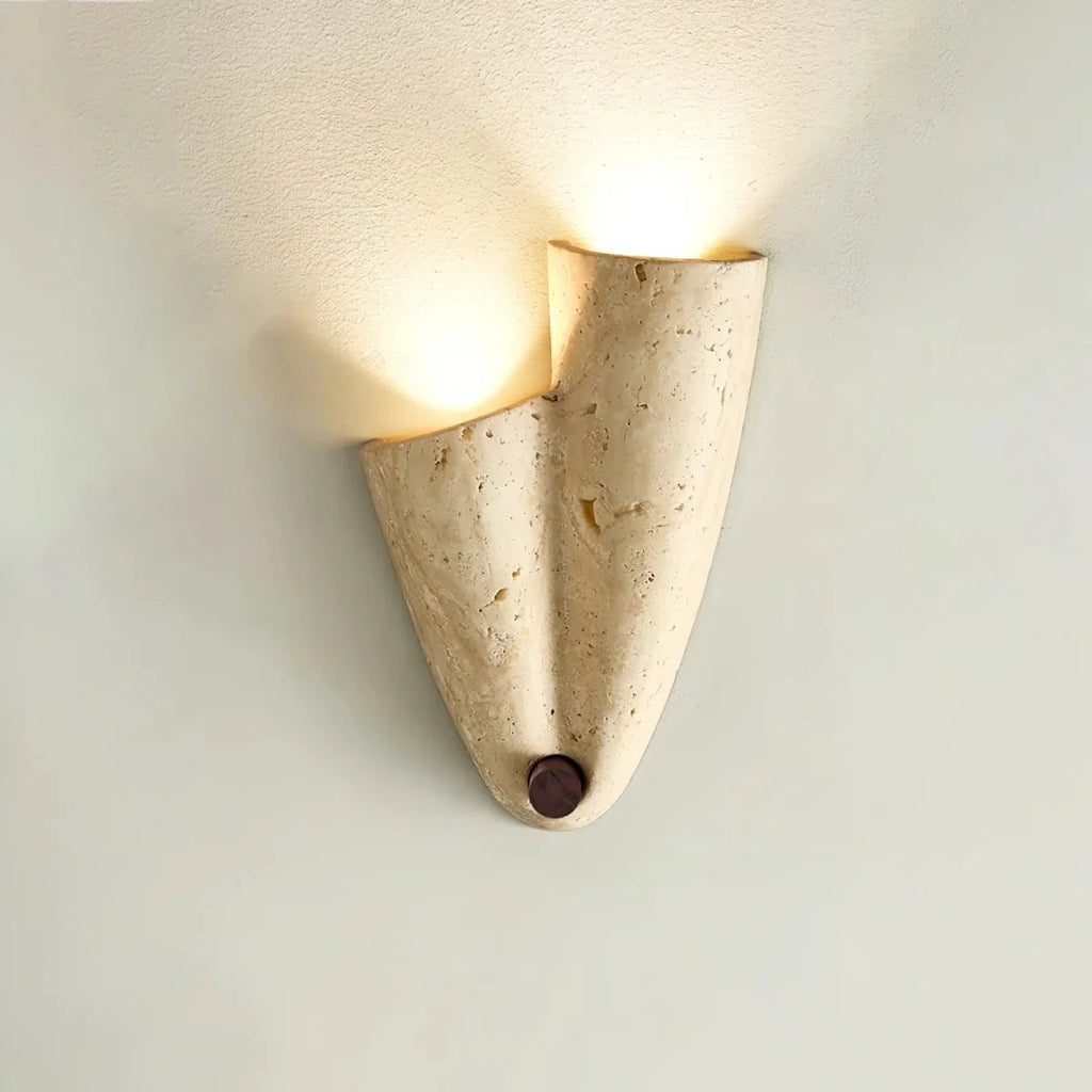 Asymmetric Stone & Wood Wall Sconce — Wabi-Sabi Retro Style | FALAISE™