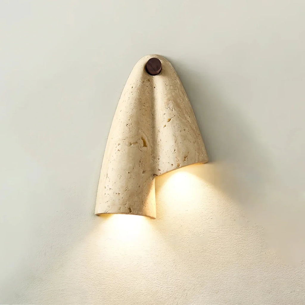 Asymmetric Stone & Wood Wall Sconce — Wabi-Sabi Retro Style | FALAISE™