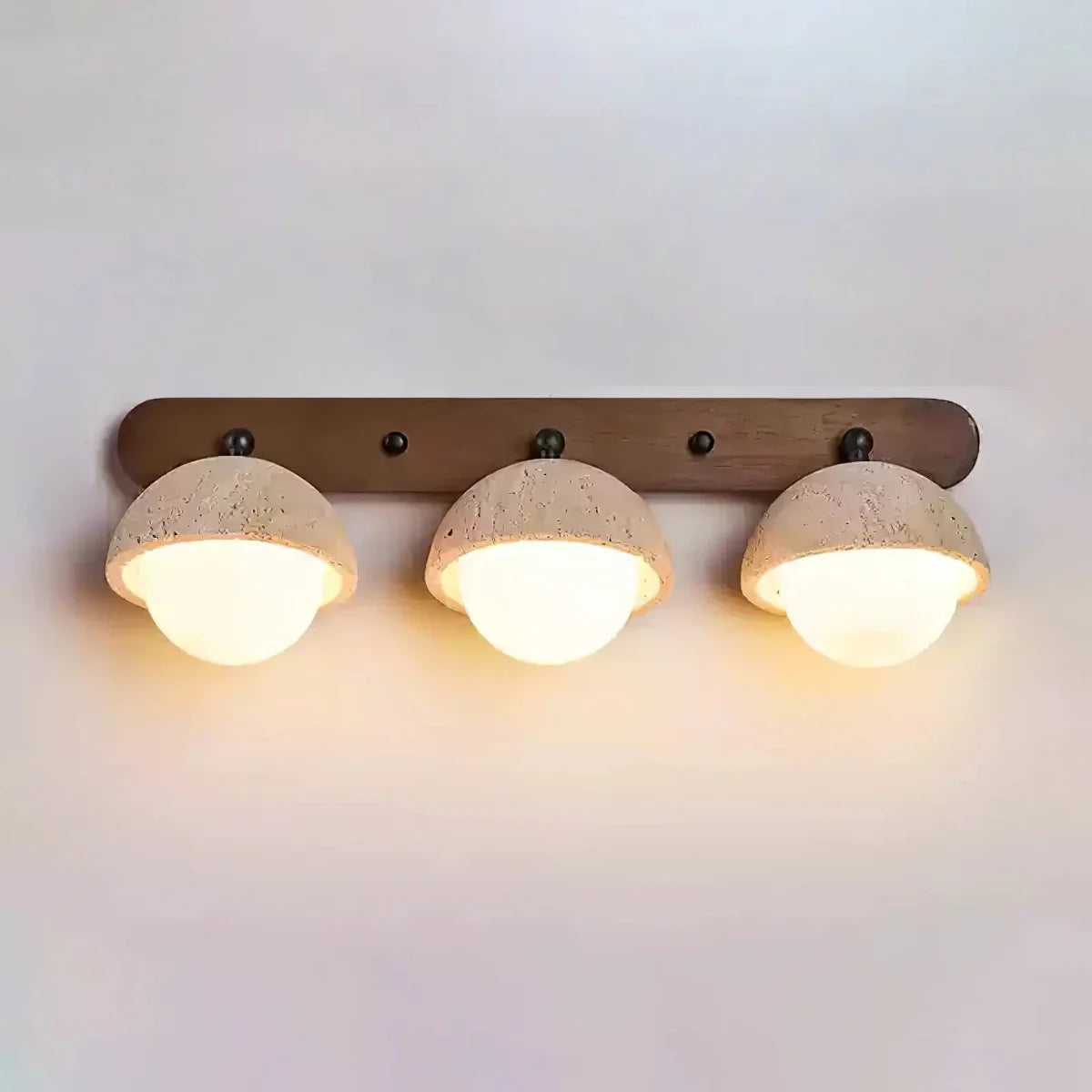 Stone & Solid Wood Adjustable Wall Sconce — Japanese Wabi-Sabi Bedside Style | GROTTE™