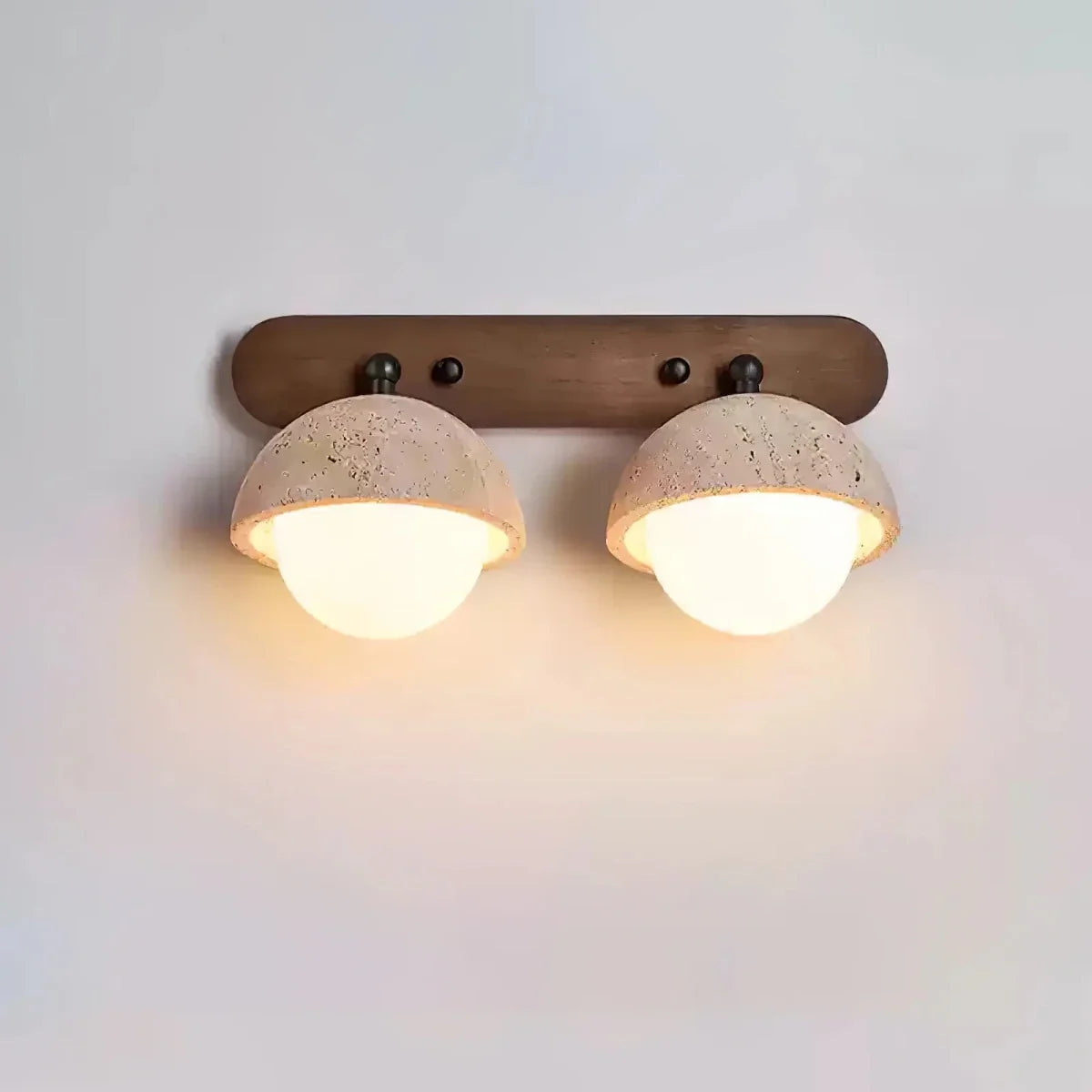 Stone & Solid Wood Adjustable Wall Sconce — Japanese Wabi-Sabi Bedside Style | GROTTE™